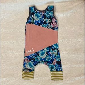 Rags to Raches Blue and Pink Floral Romper PC
